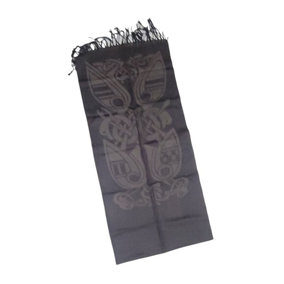 Patrick Francis Celtic Knot Scarf 100% Pashmina 70" Charcoal Gray Book of Kells - Picture 15 of 16